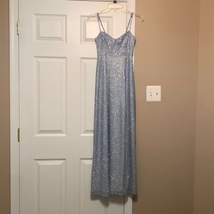 Light Blue Sparkly Bustier Maxi Dress